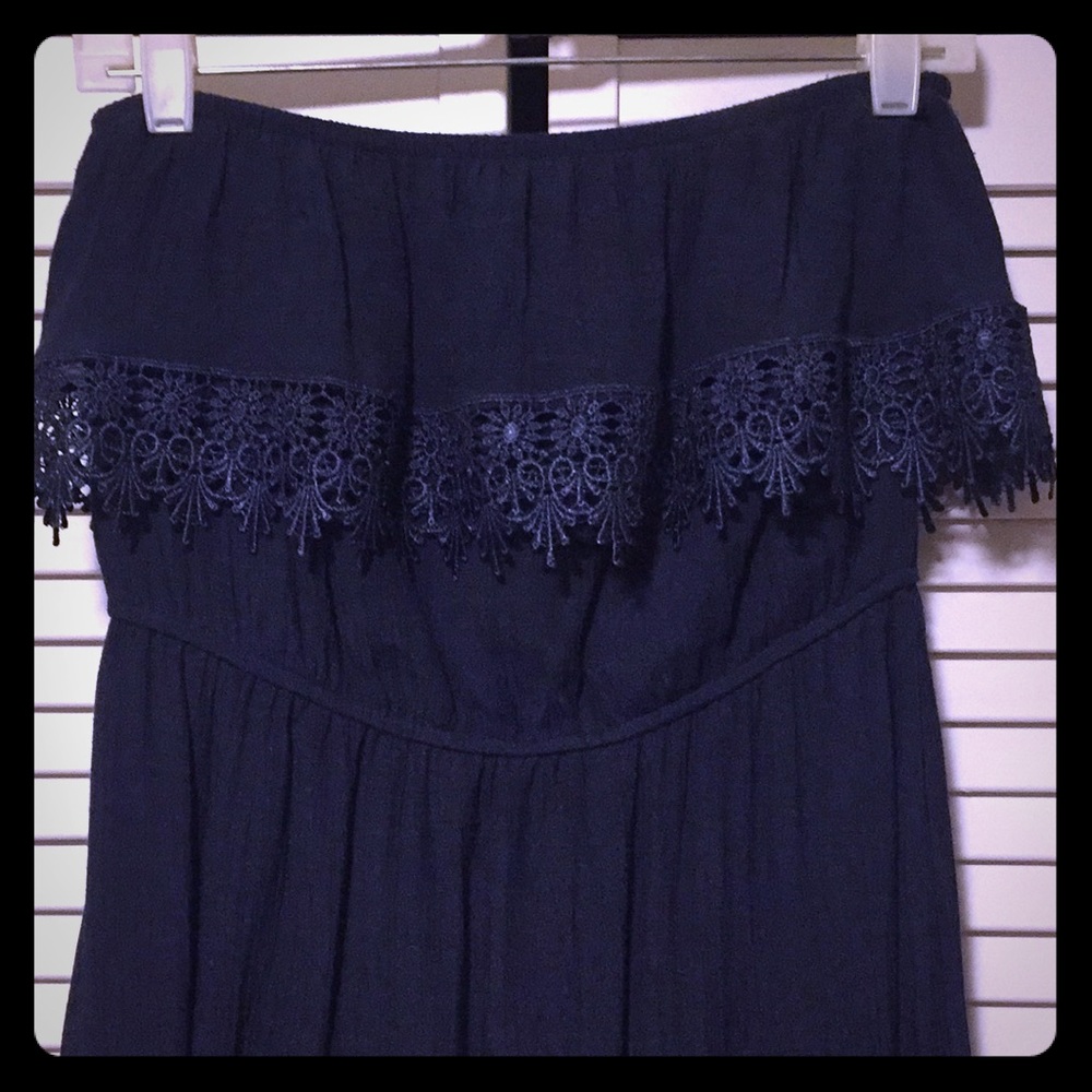 💥 Strapless navy maxi dress